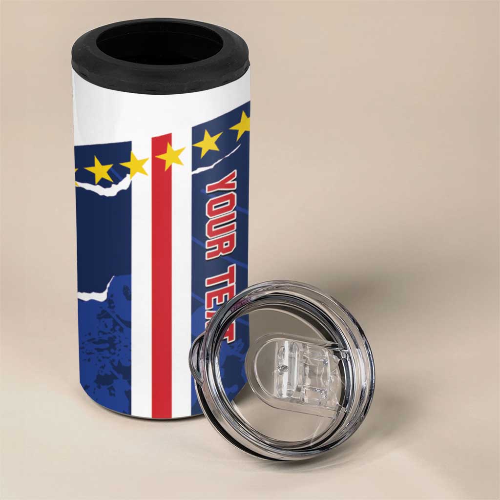 Custom Cape Verde Football 4 in 1 Can Cooler Tumbler Blue Sharks Sporty LT14