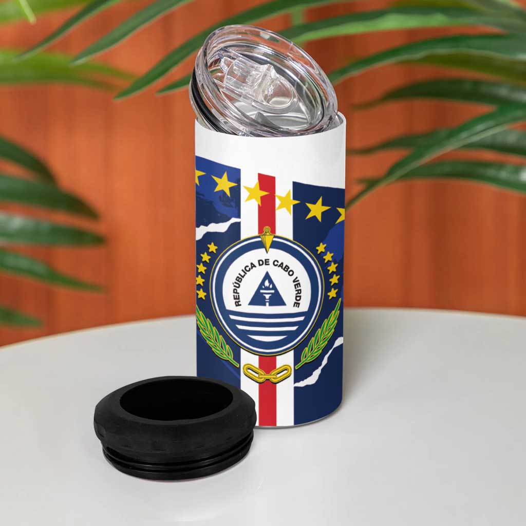 Custom Cape Verde Football 4 in 1 Can Cooler Tumbler Blue Sharks Sporty LT14