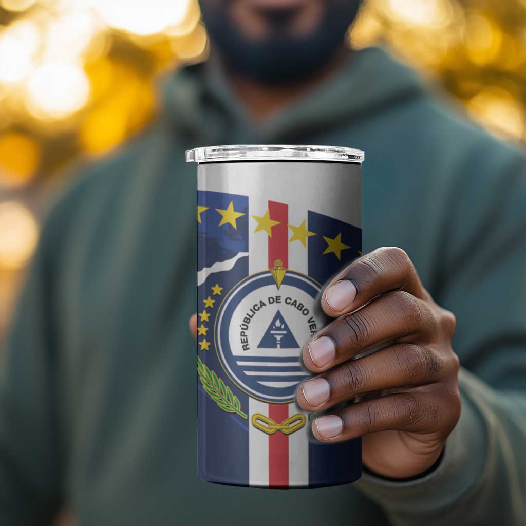 Custom Cape Verde Football 4 in 1 Can Cooler Tumbler Blue Sharks Sporty LT14