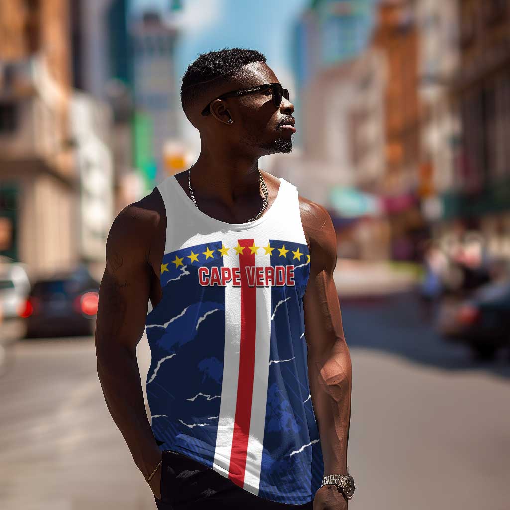 Custom Cape Verde Football Men Tank Top Blue Sharks Sporty LT14