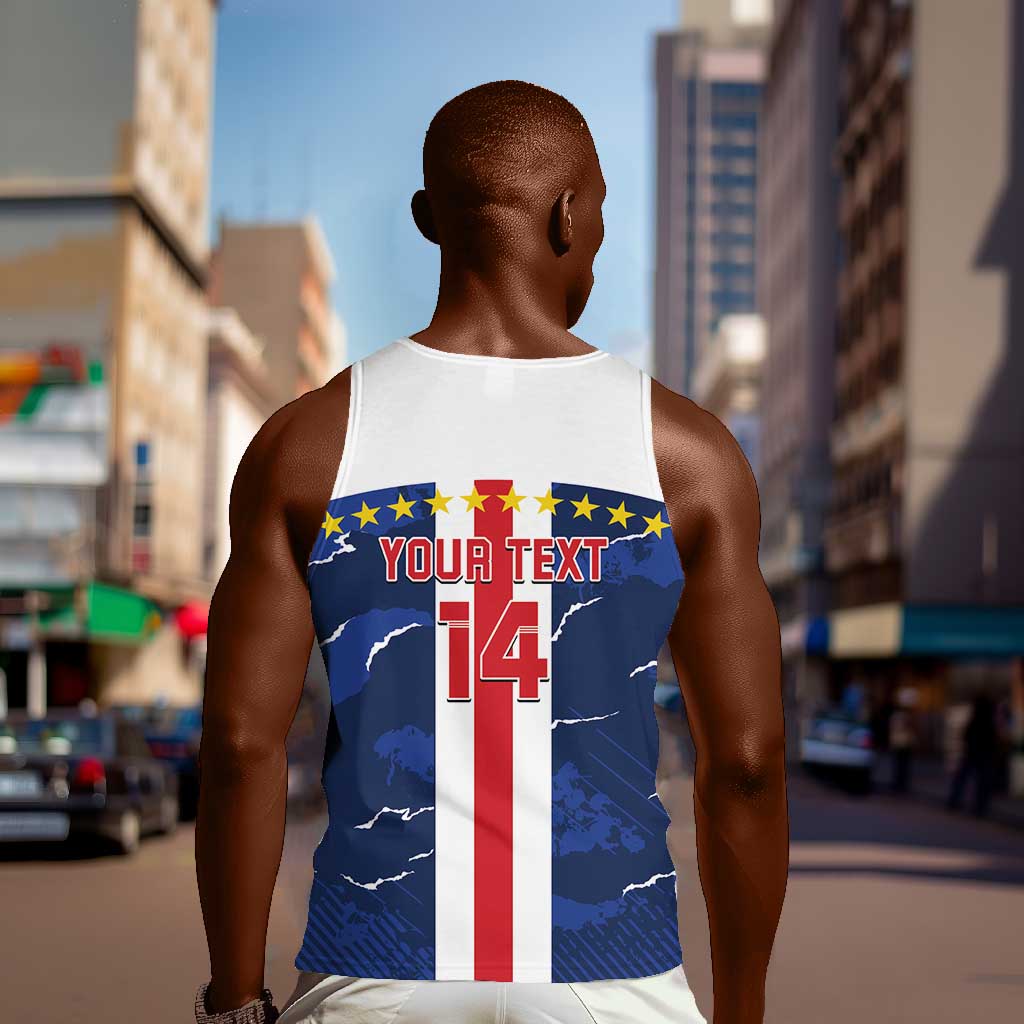 Custom Cape Verde Football Men Tank Top Blue Sharks Sporty LT14