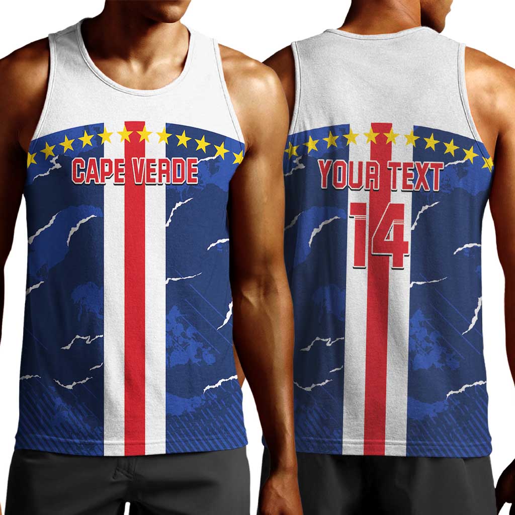 Custom Cape Verde Football Men Tank Top Blue Sharks Sporty LT14