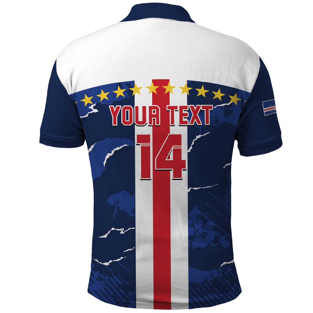 Custom Cape Verde Football Polo Shirt Go Blue Sharks - Sporty Version LT14