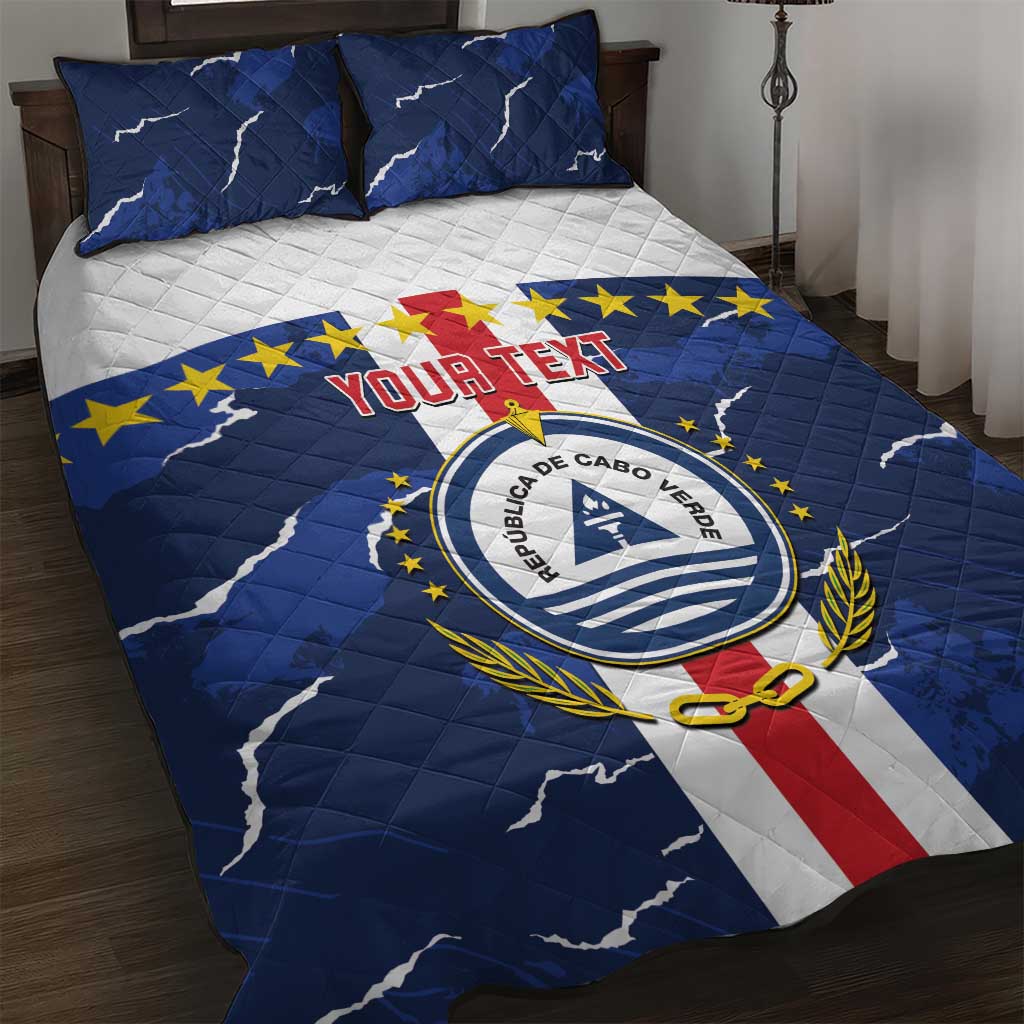 Custom Cape Verde Football Quilt Bed Set Blue Sharks Sporty LT14