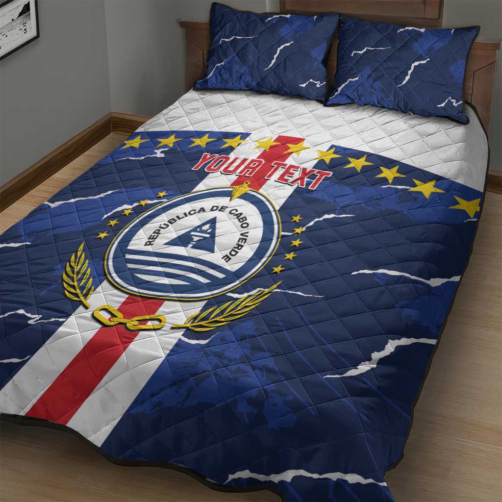 Custom Cape Verde Football Quilt Bed Set Blue Sharks Sporty LT14