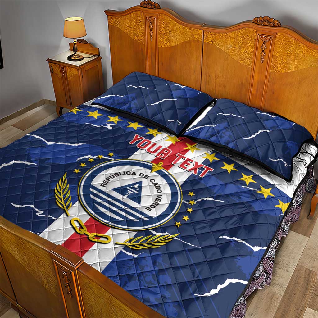 Custom Cape Verde Football Quilt Bed Set Blue Sharks Sporty LT14