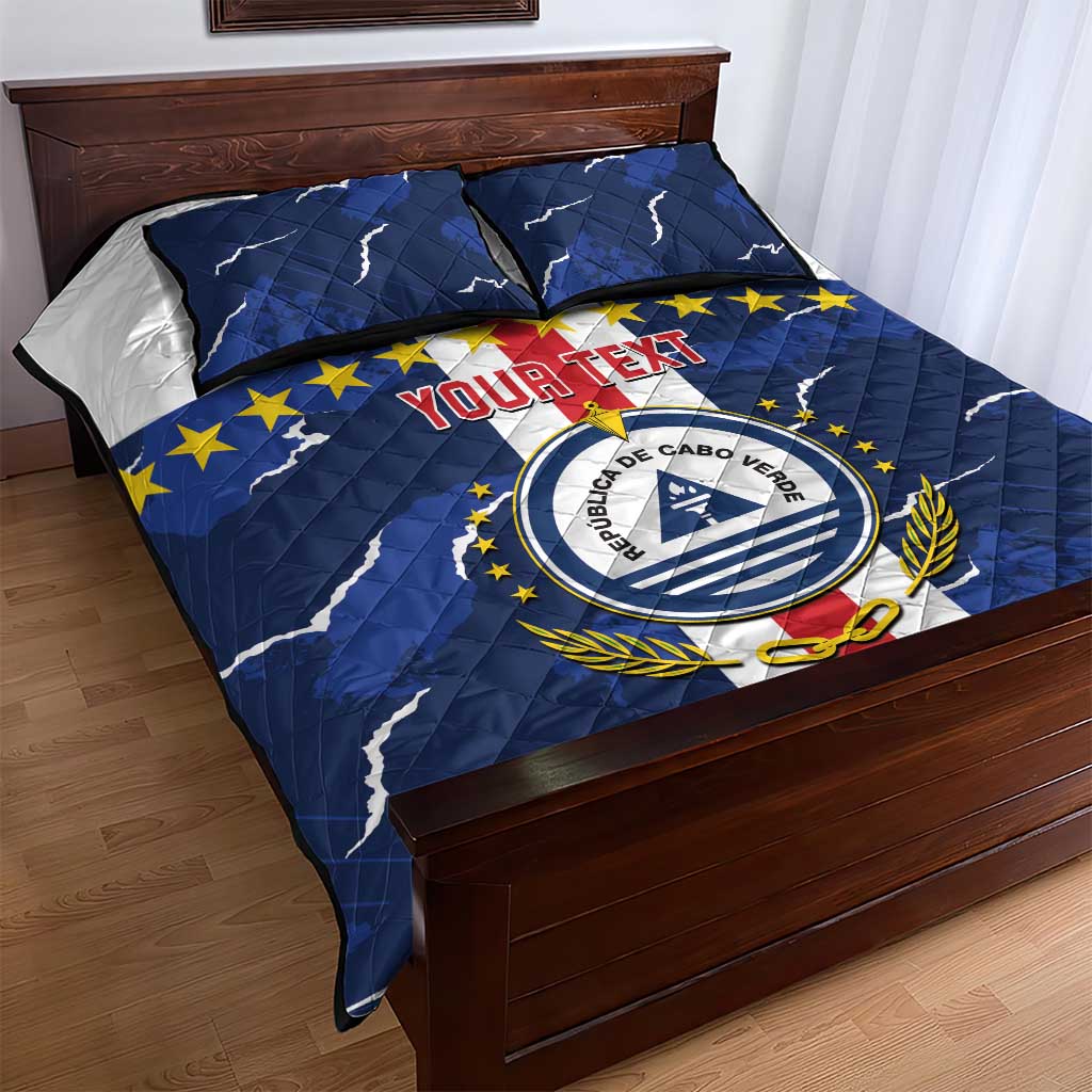 Custom Cape Verde Football Quilt Bed Set Blue Sharks Sporty LT14
