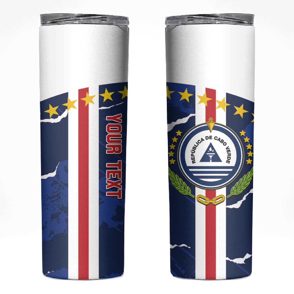 Custom Cape Verde Football Skinny Tumbler Blue Sharks Sporty LT14