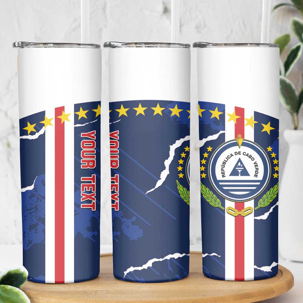 Custom Cape Verde Football Skinny Tumbler Blue Sharks Sporty LT14