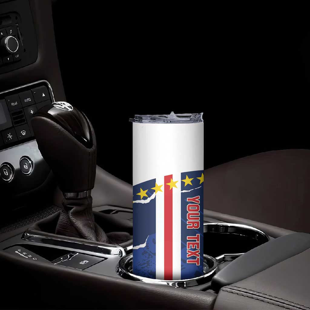 Custom Cape Verde Football Skinny Tumbler Blue Sharks Sporty LT14