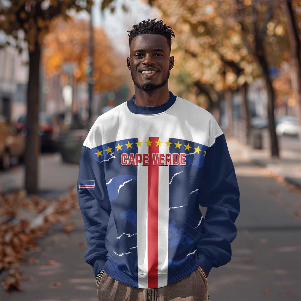 Custom Cape Verde Football Sweatshirt Blue Sharks Sporty LT14