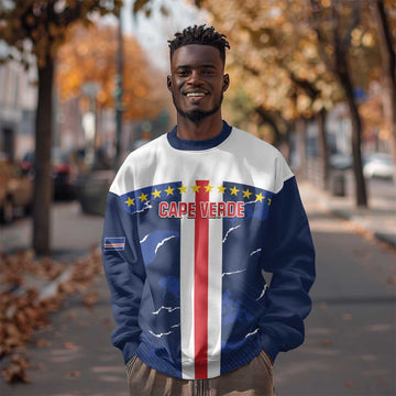 Custom Cape Verde Football Sweatshirt Blue Sharks Sporty LT14