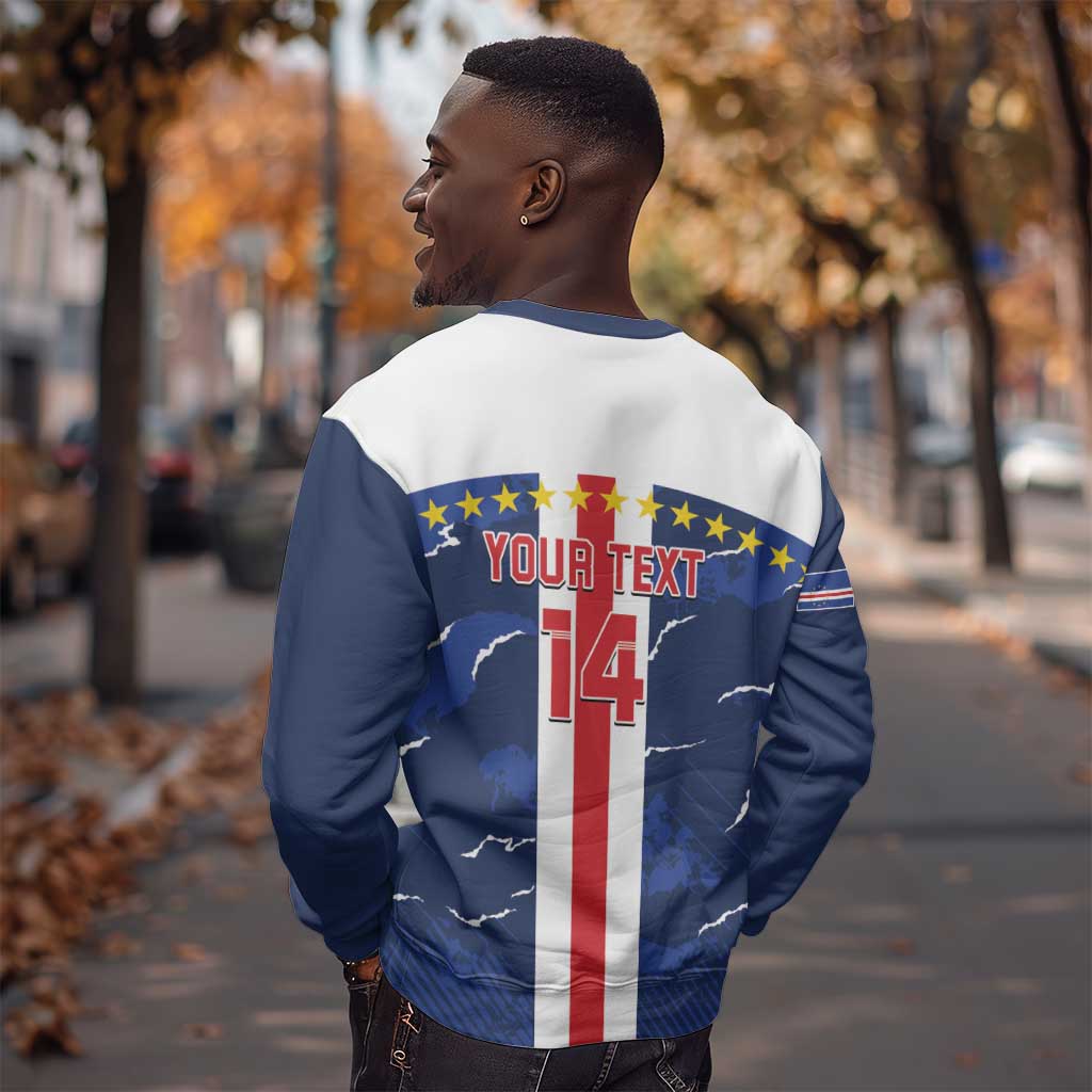Custom Cape Verde Football Sweatshirt Blue Sharks Sporty LT14