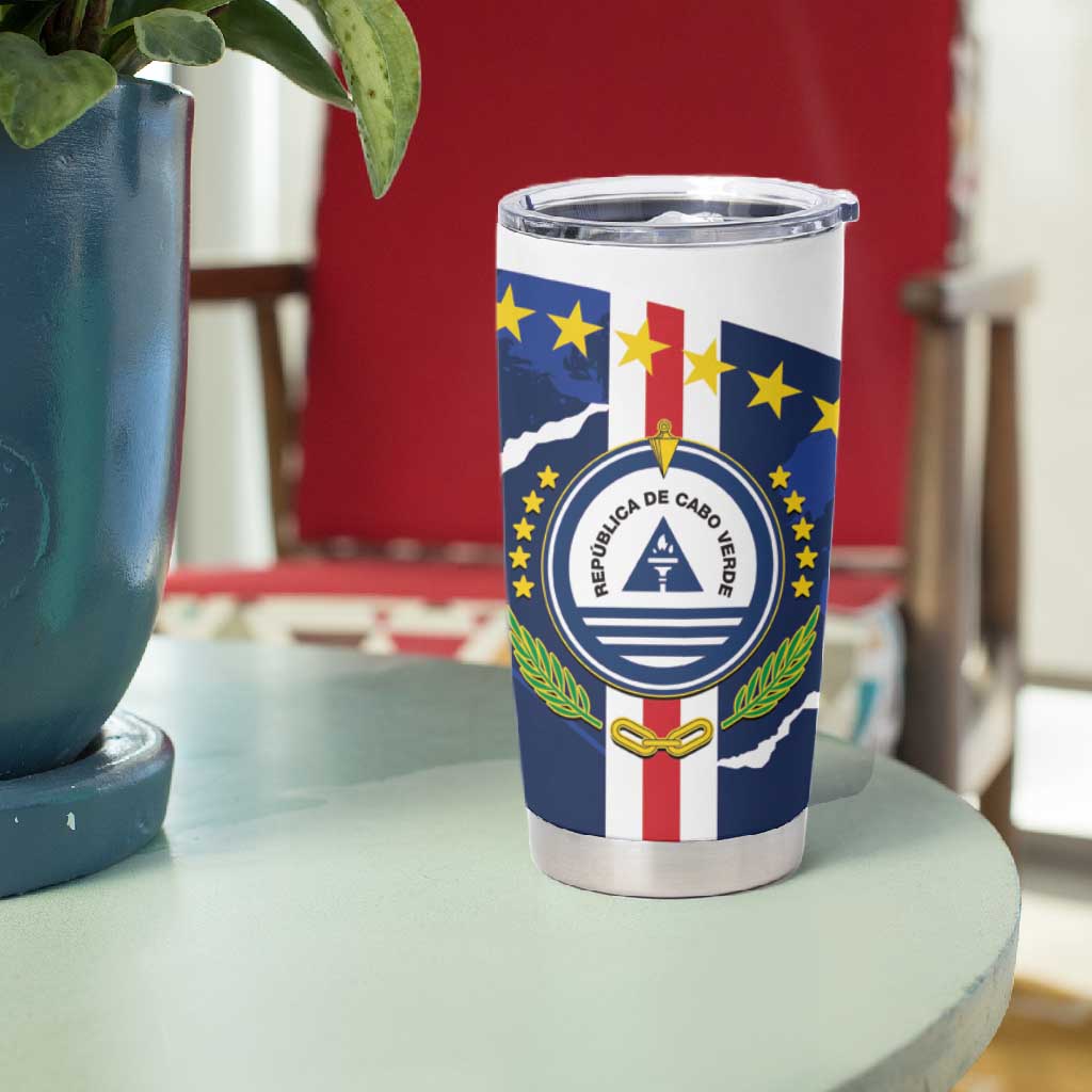 Custom Cape Verde Football Tumbler Cup Blue Sharks Sporty LT14