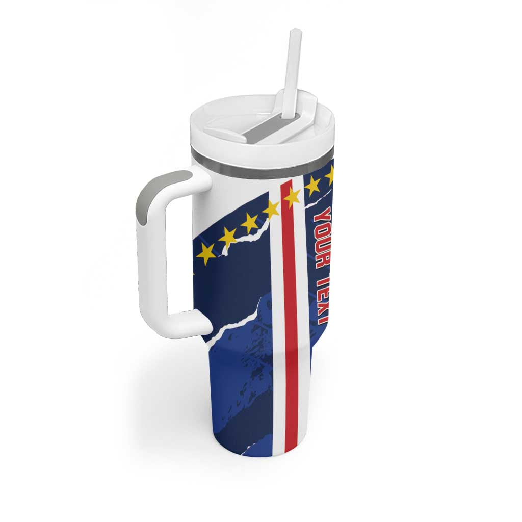 Custom Cape Verde Football Tumbler With Handle Blue Sharks Sporty LT14