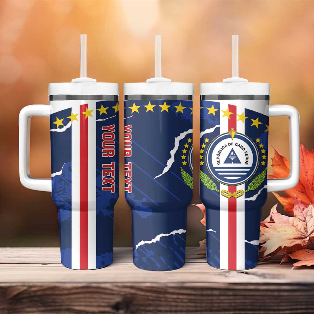 Custom Cape Verde Football Tumbler With Handle Blue Sharks Sporty LT14