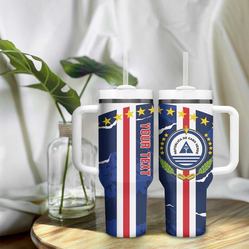 Custom Cape Verde Football Tumbler With Handle Blue Sharks Sporty LT14