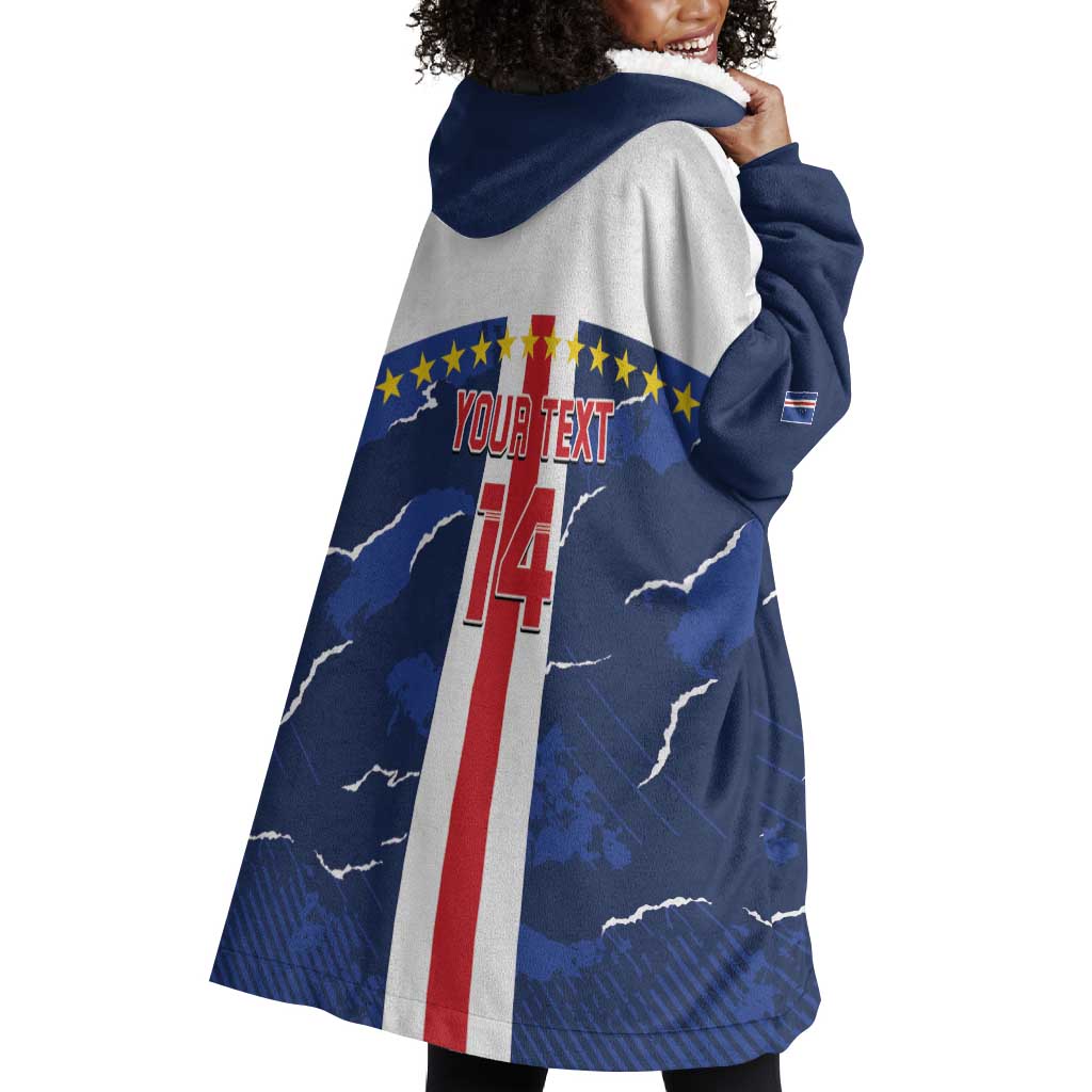 Custom Cape Verde Football Wearable Blanket Hoodie Blue Sharks Sporty LT14