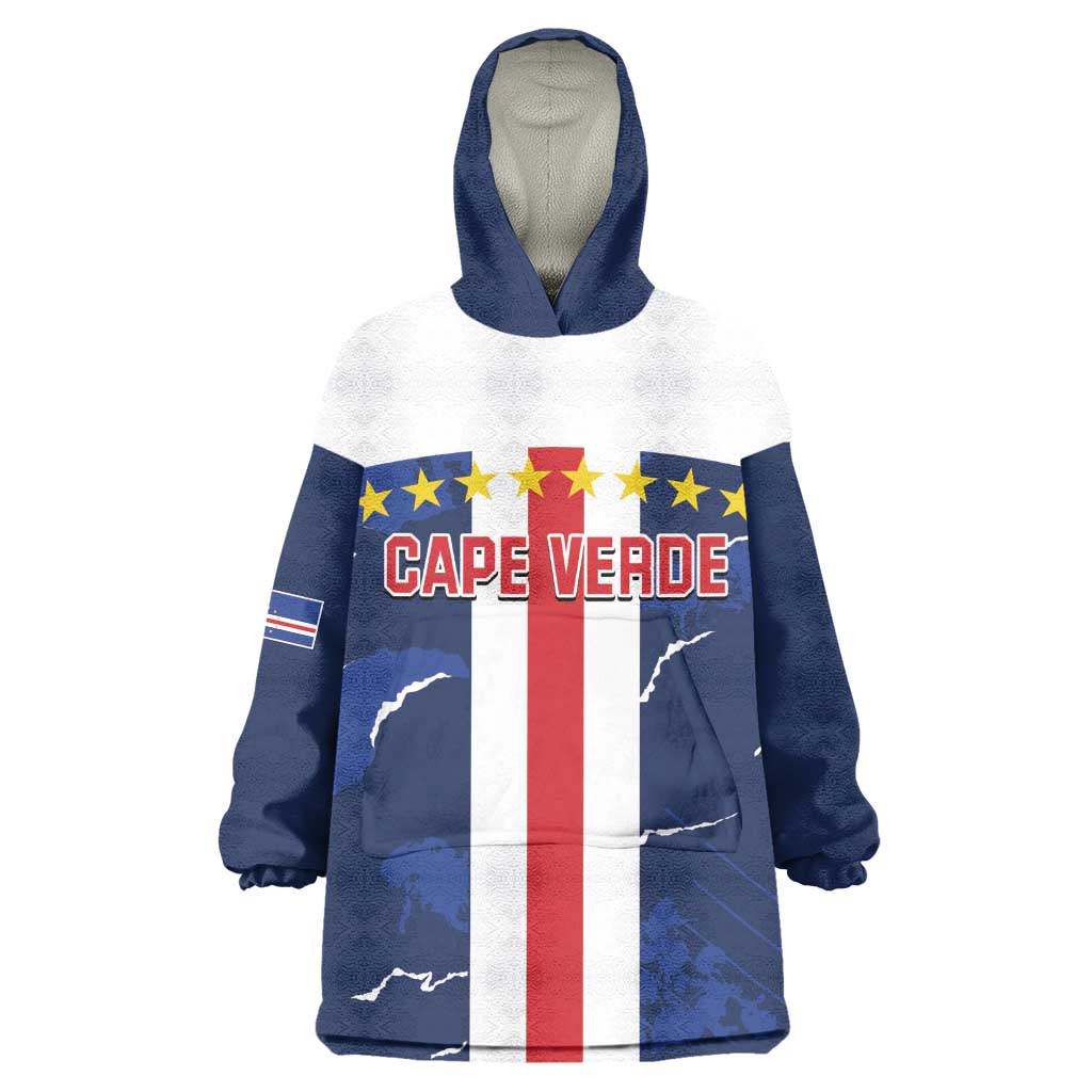 Custom Cape Verde Football Wearable Blanket Hoodie Blue Sharks Sporty LT14