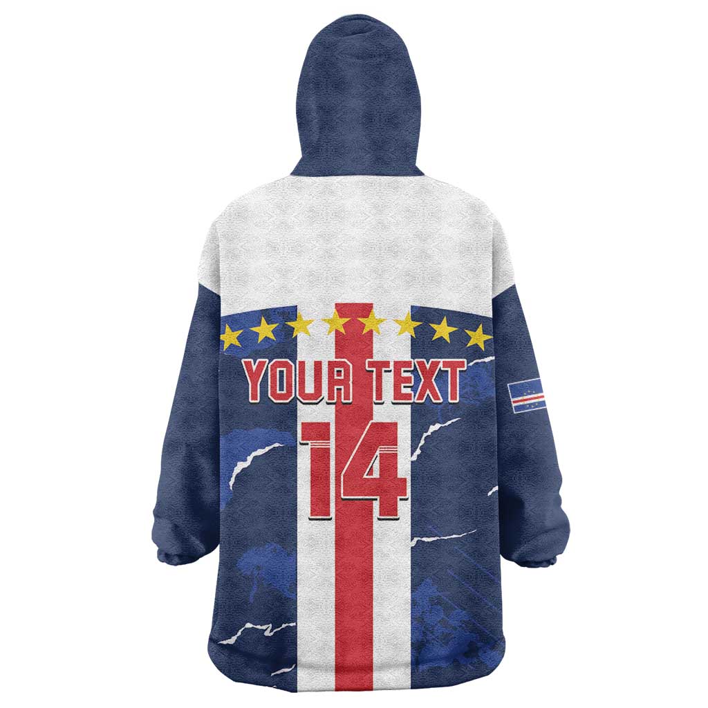 Custom Cape Verde Football Wearable Blanket Hoodie Blue Sharks Sporty LT14