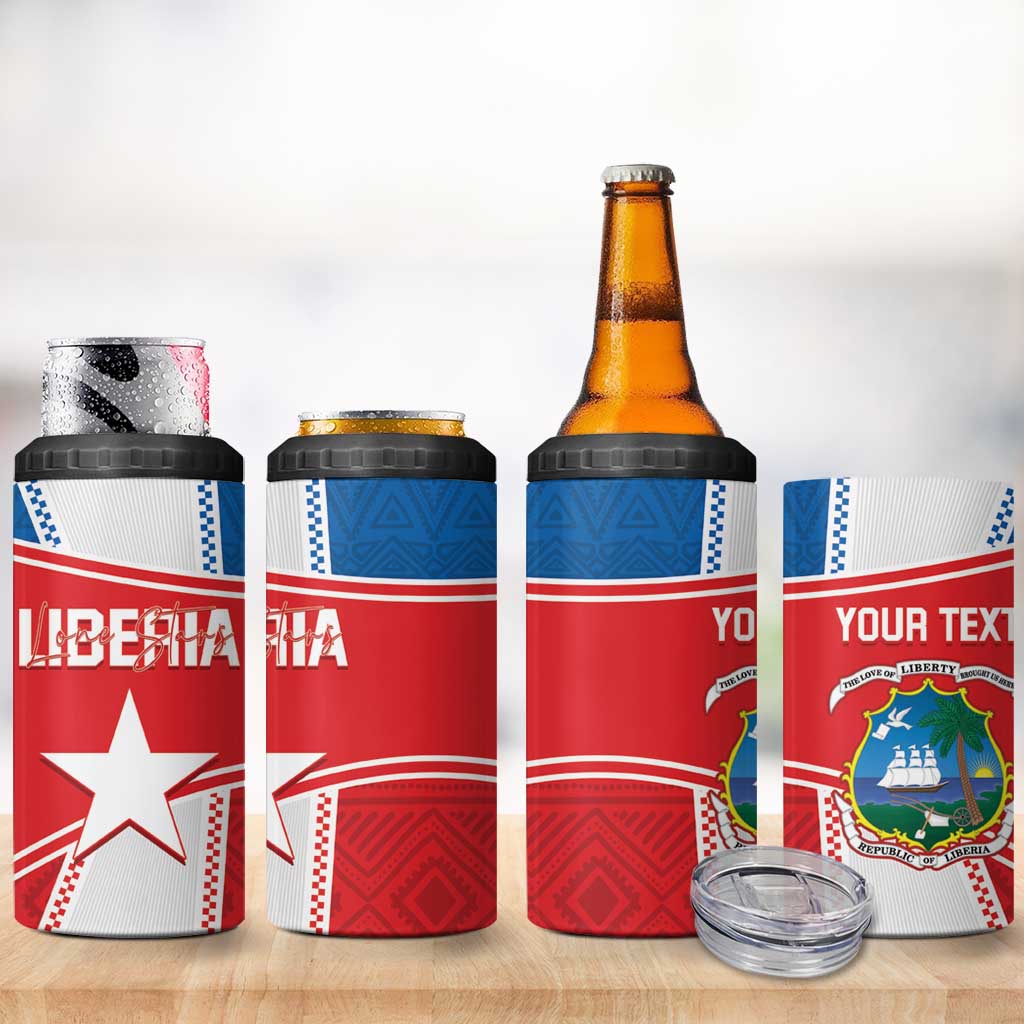 Custom Lone Stars 4 in 1 Can Cooler Tumbler Liberia Football - Sporty Style LT14