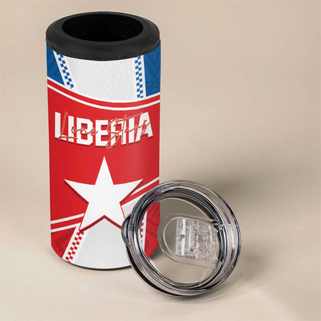Custom Lone Stars 4 in 1 Can Cooler Tumbler Liberia Football - Sporty Style LT14