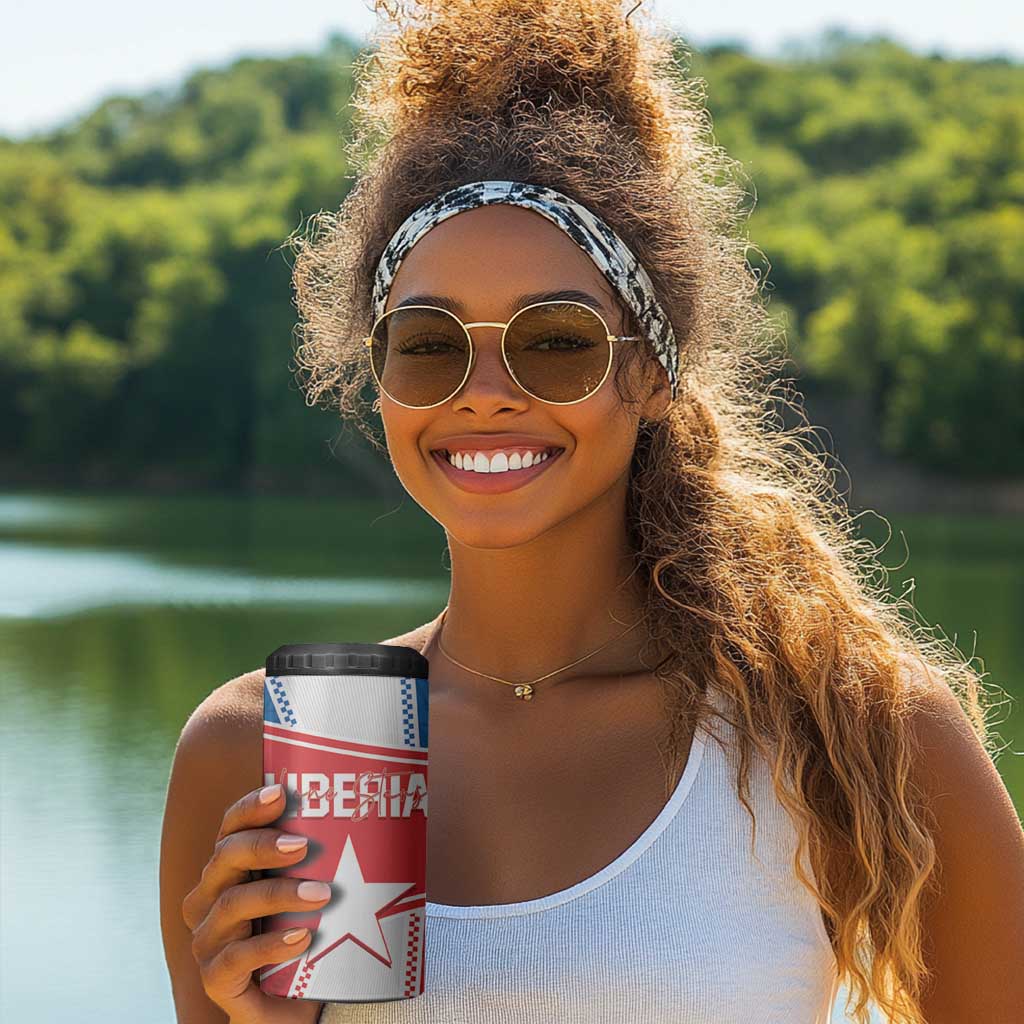 Custom Lone Stars 4 in 1 Can Cooler Tumbler Liberia Football - Sporty Style LT14