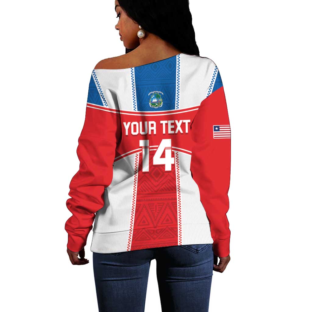 Custom Lone Stars Off Shoulder Sweater Liberia Football - Sporty Style LT14