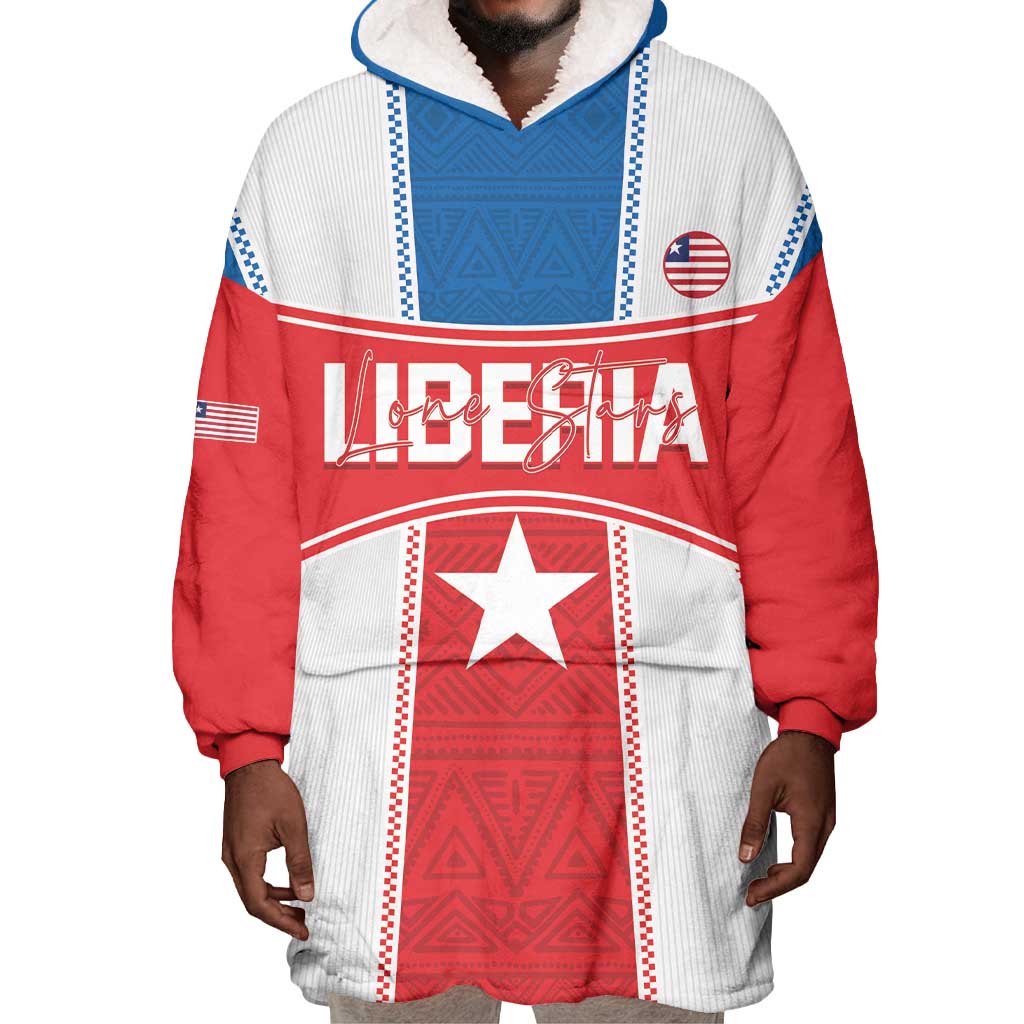 Custom Lone Stars Wearable Blanket Hoodie Liberia Football - Sporty Style LT14