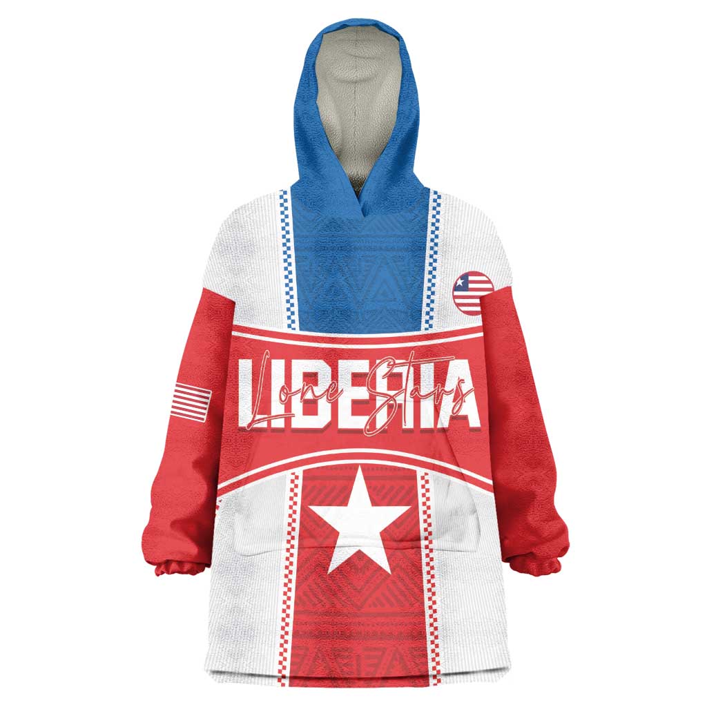Custom Lone Stars Wearable Blanket Hoodie Liberia Football - Sporty Style LT14