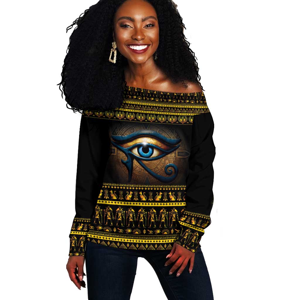 Ancient Egypt Eye Of Ra Off Shoulder Sweater Sun To The Egyptians LT14