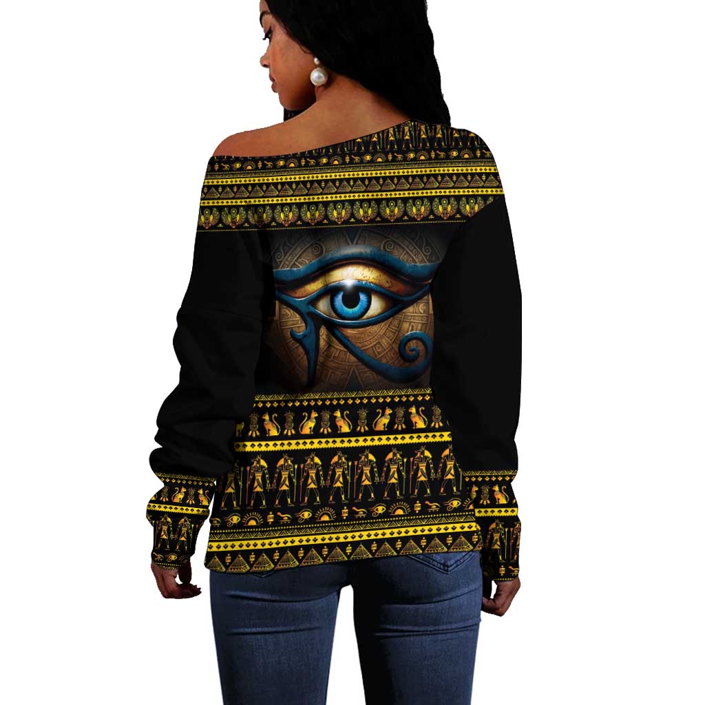 Ancient Egypt Eye Of Ra Off Shoulder Sweater Sun To The Egyptians LT14