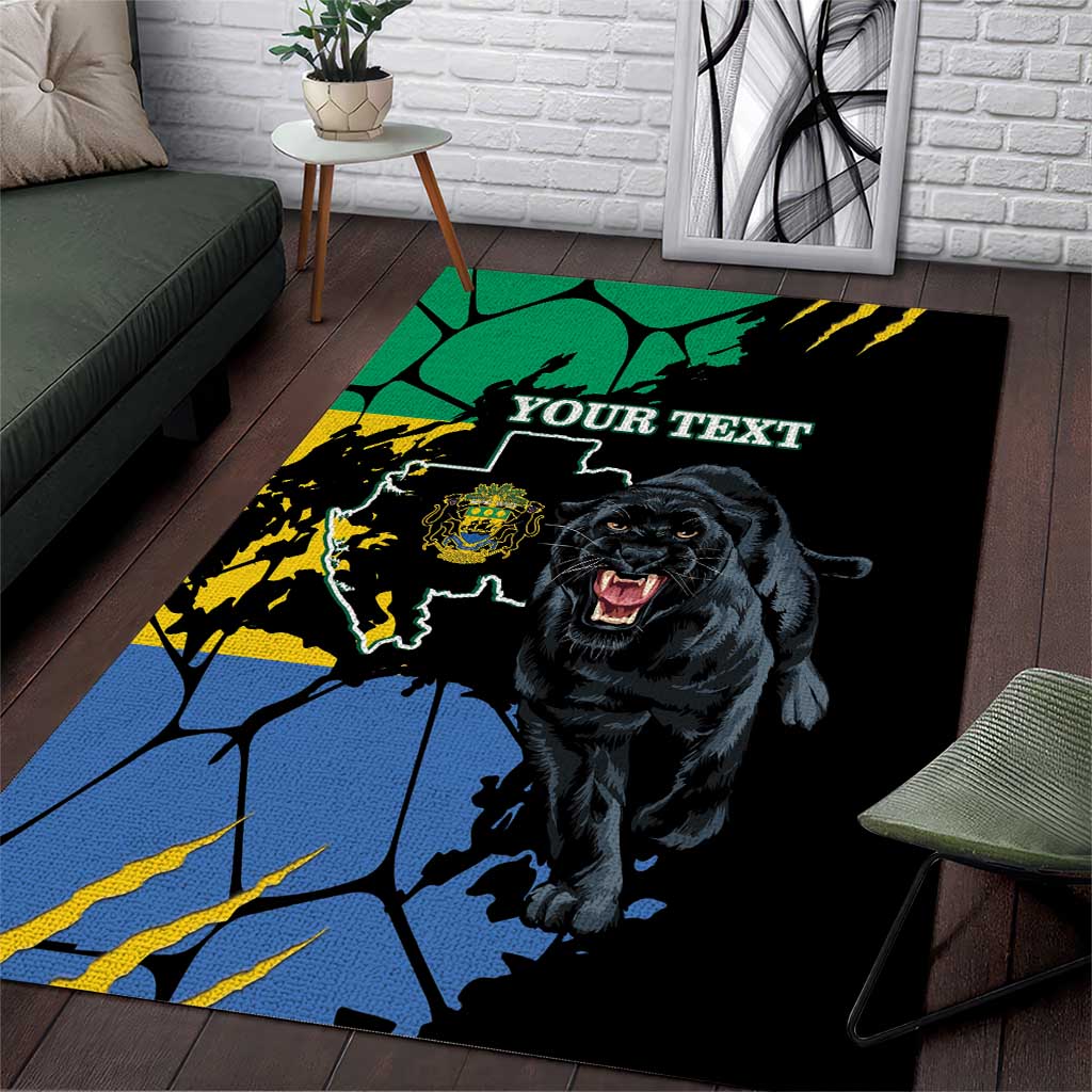 Personalized Gabon Black Panther Area Rug Gabonese Map Grunge Style LT14