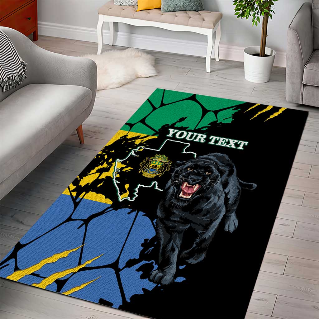 Personalized Gabon Black Panther Area Rug Gabonese Map Grunge Style LT14