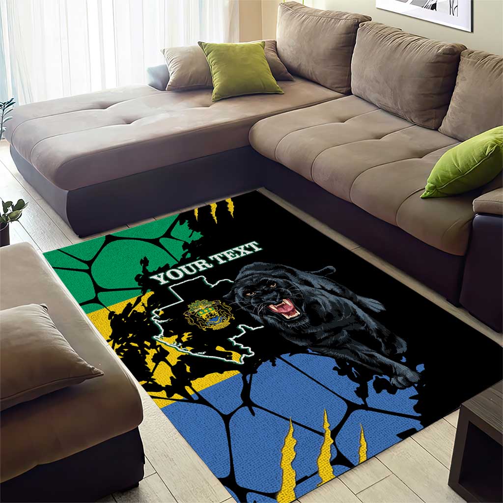 Personalized Gabon Black Panther Area Rug Gabonese Map Grunge Style LT14