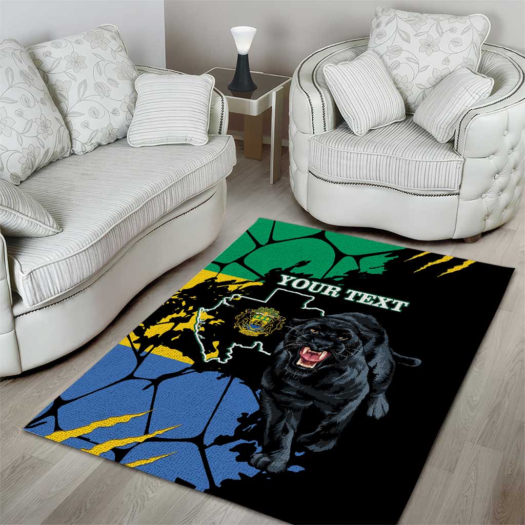 Personalized Gabon Black Panther Area Rug Gabonese Map Grunge Style LT14