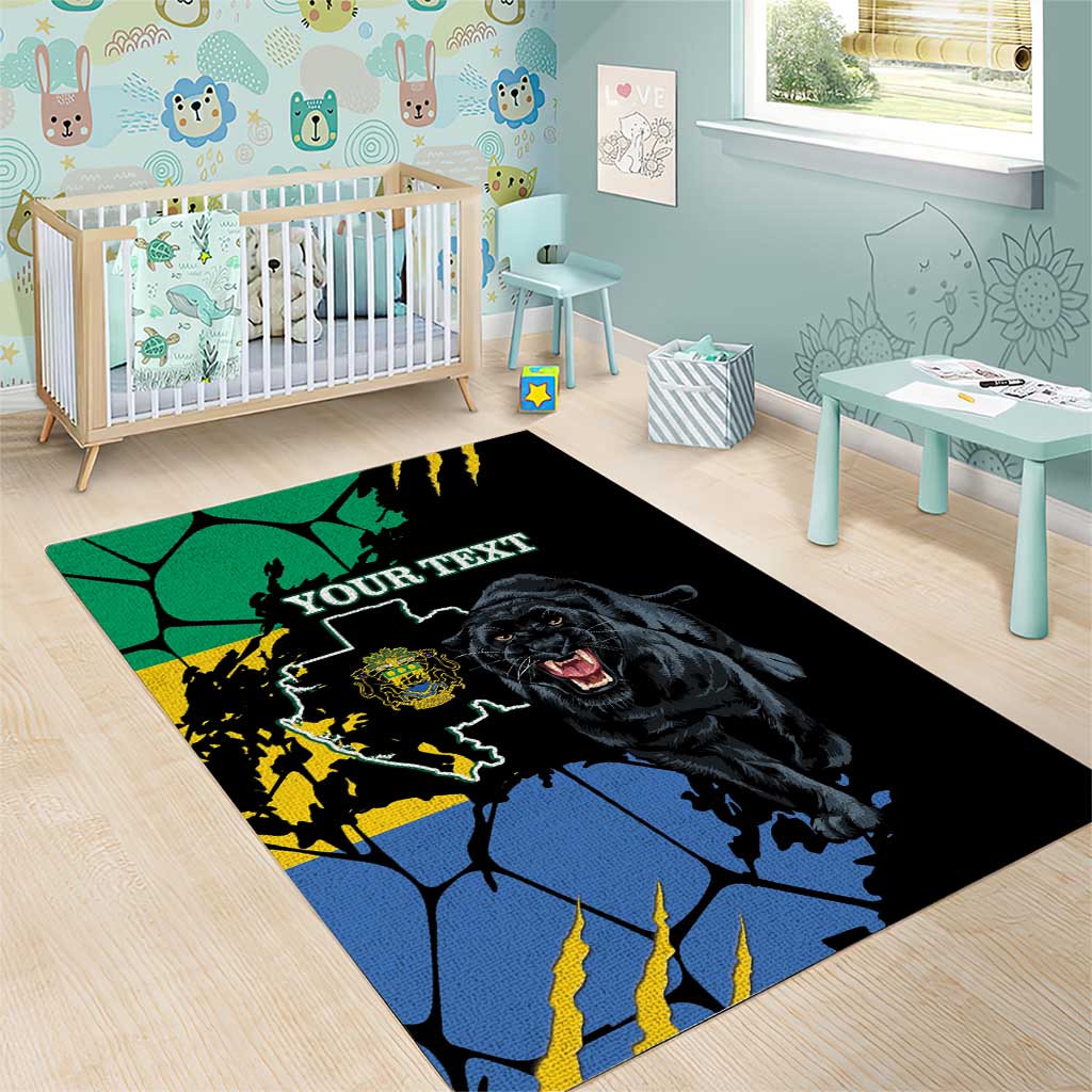 Personalized Gabon Black Panther Area Rug Gabonese Map Grunge Style LT14