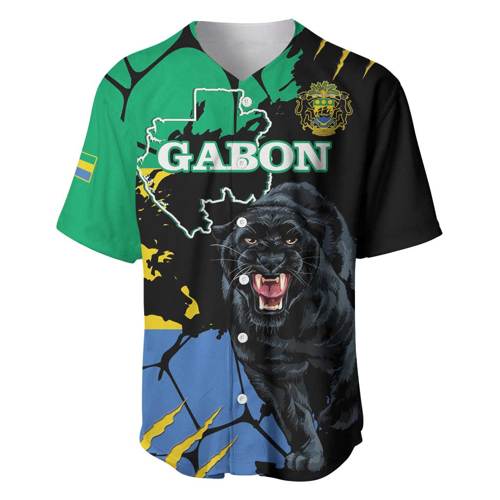 Personalized Gabon Black Panther Baseball Jersey Gabonese Map Grunge Style LT14