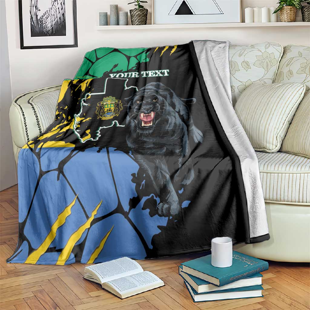 Personalized Gabon Black Panther Blanket Gabonese Map Grunge Style LT14