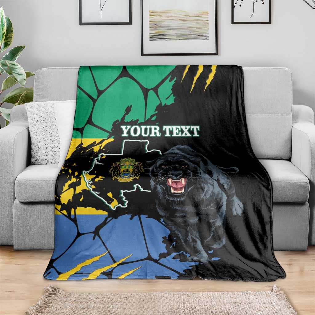 Personalized Gabon Black Panther Blanket Gabonese Map Grunge Style LT14