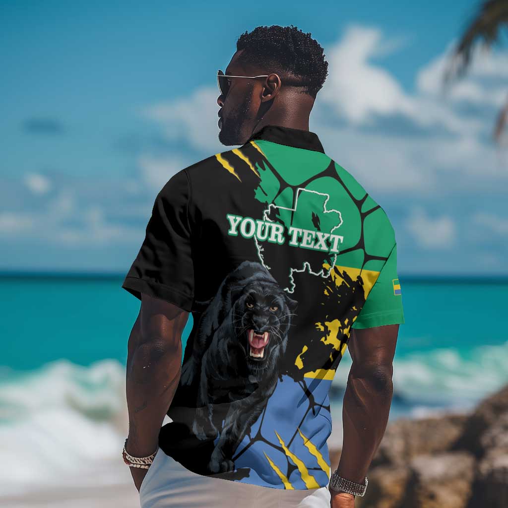 Personalized Gabon Black Panther Hawaiian Shirt Gabonese Map Grunge Style LT14