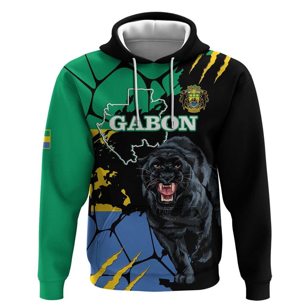 Personaliszd Gabon Hoodie Gabonese Black Panther With Map LT14