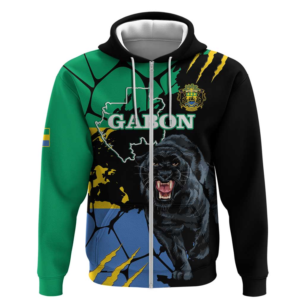 Personaliszd Gabon Hoodie Gabonese Black Panther With Map LT14