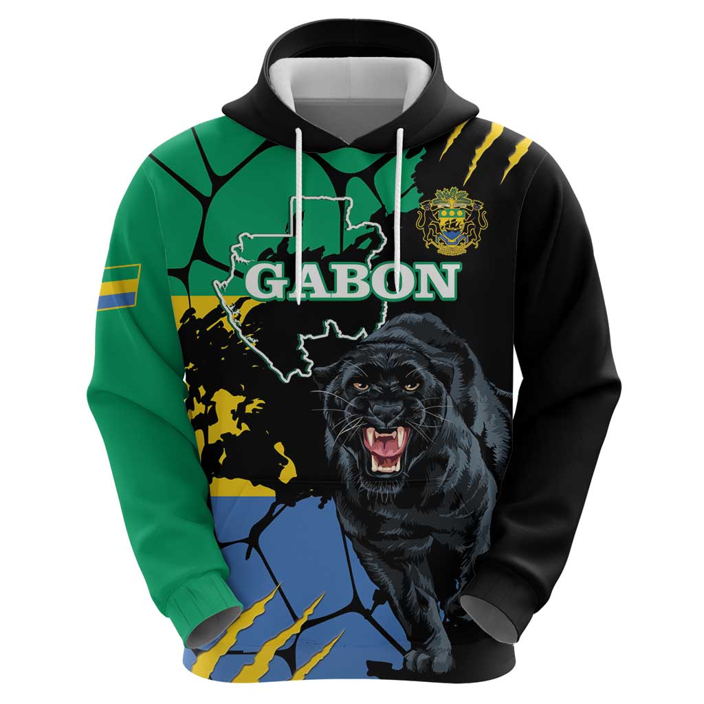 Personaliszd Gabon Hoodie Gabonese Black Panther With Map LT14