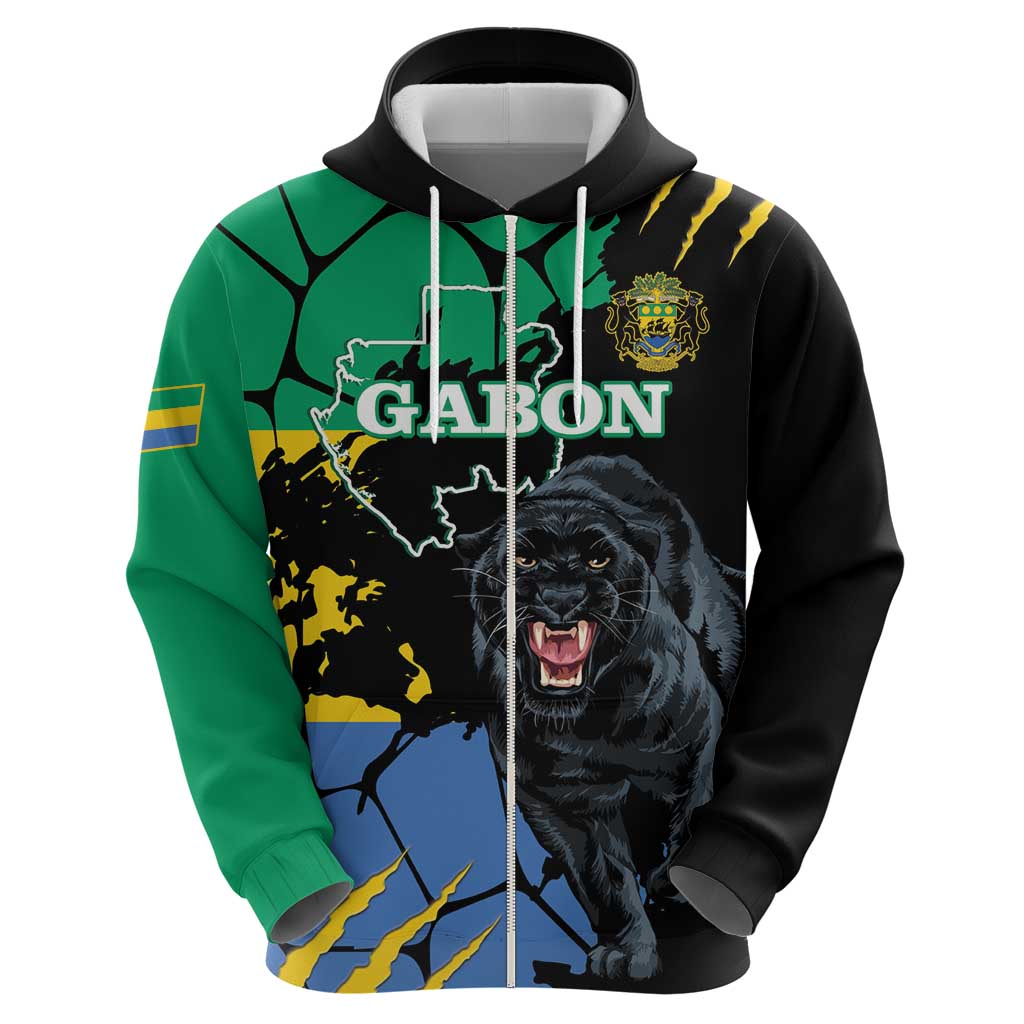 Personaliszd Gabon Hoodie Gabonese Black Panther With Map LT14