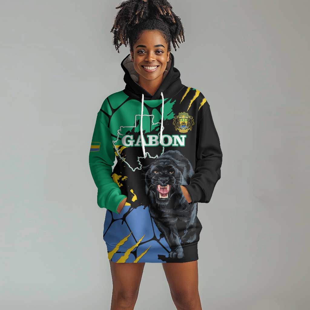 Personalized Gabon Black Panther Hoodie Dress Gabonese Map Grunge Style LT14