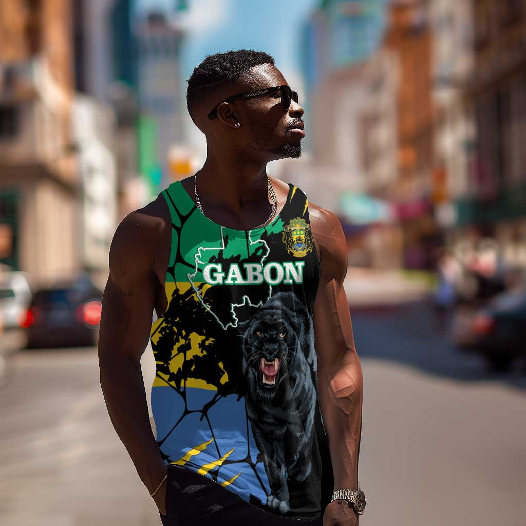 Personalized Gabon Black Panther Men Tank Top Gabonese Map Grunge Style LT14