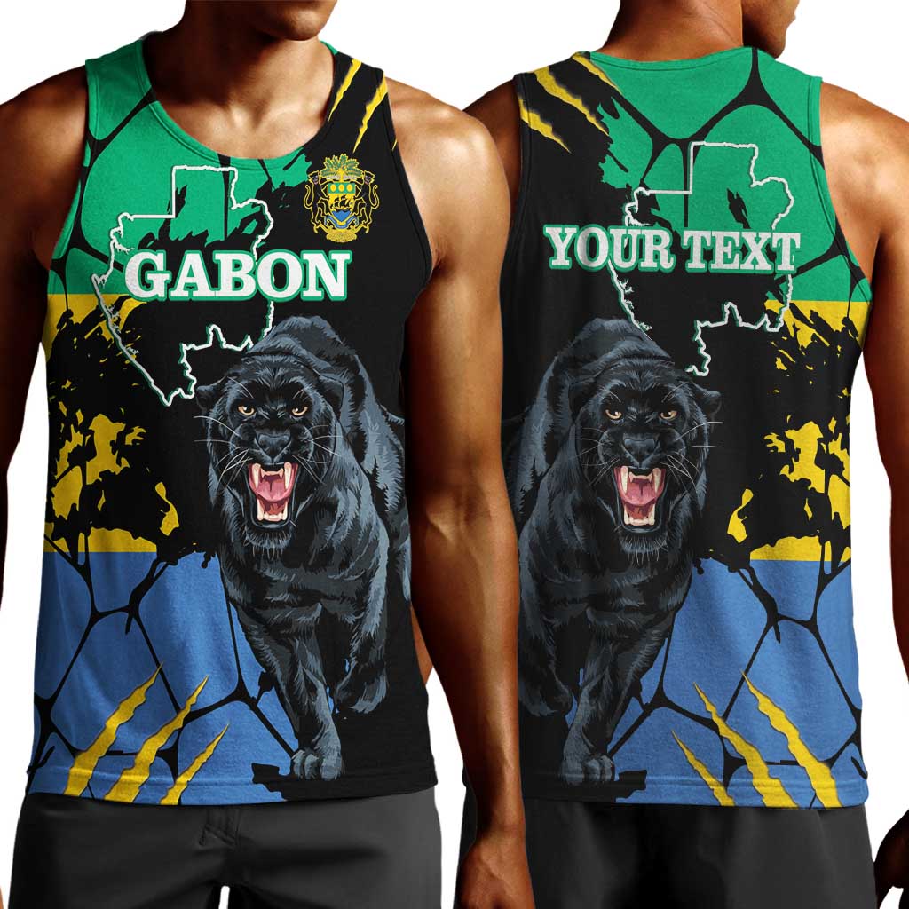 Personalized Gabon Black Panther Men Tank Top Gabonese Map Grunge Style LT14