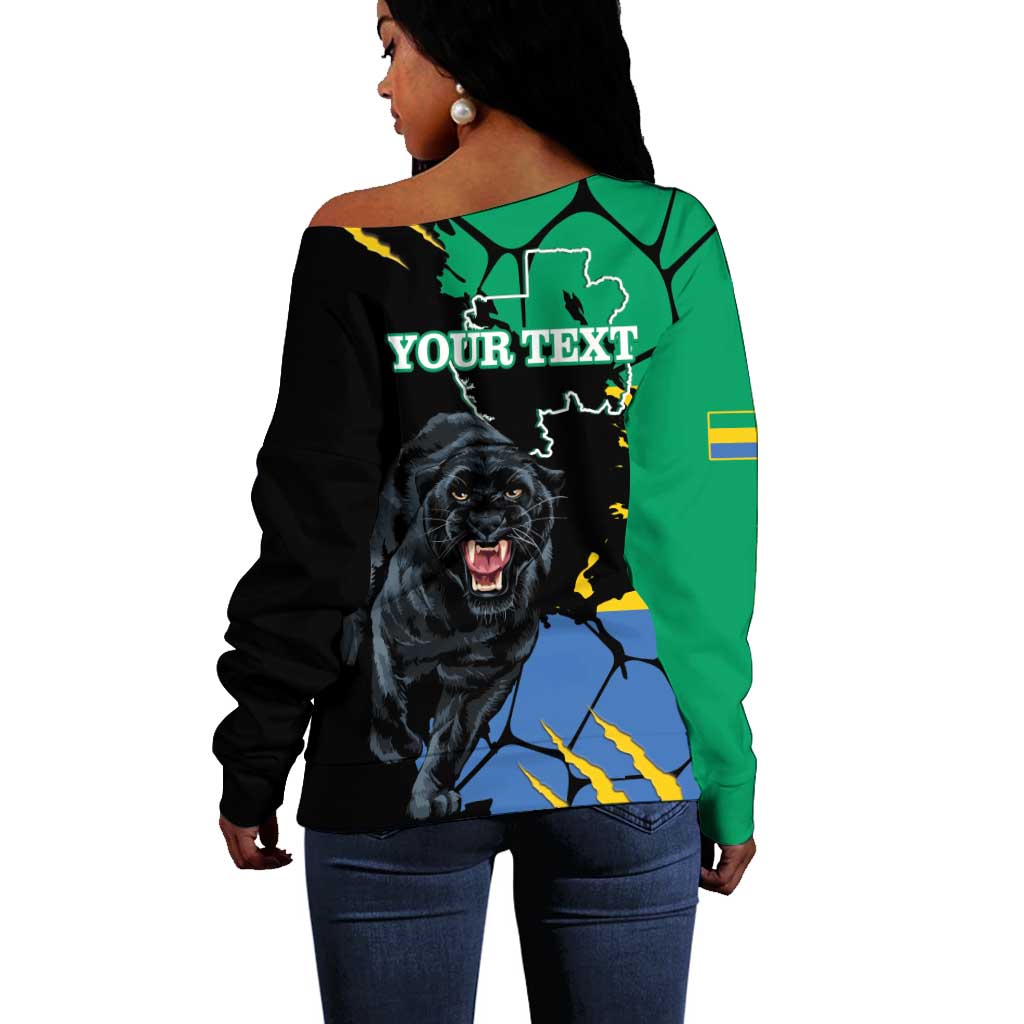 Personalized Gabon Black Panther Off Shoulder Sweater Gabonese Map Grunge Style LT14