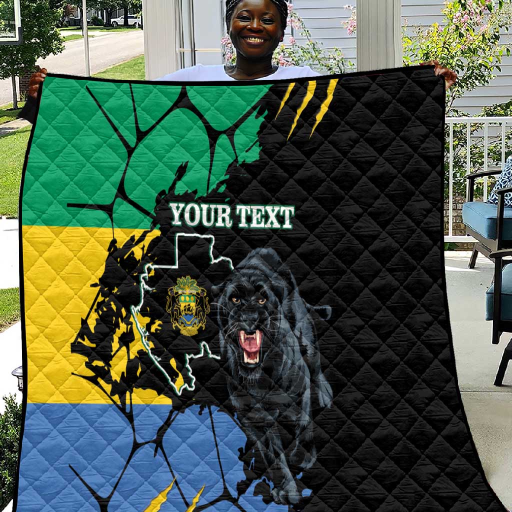 Personalized Gabon Black Panther Quilt Gabonese Map Grunge Style LT14